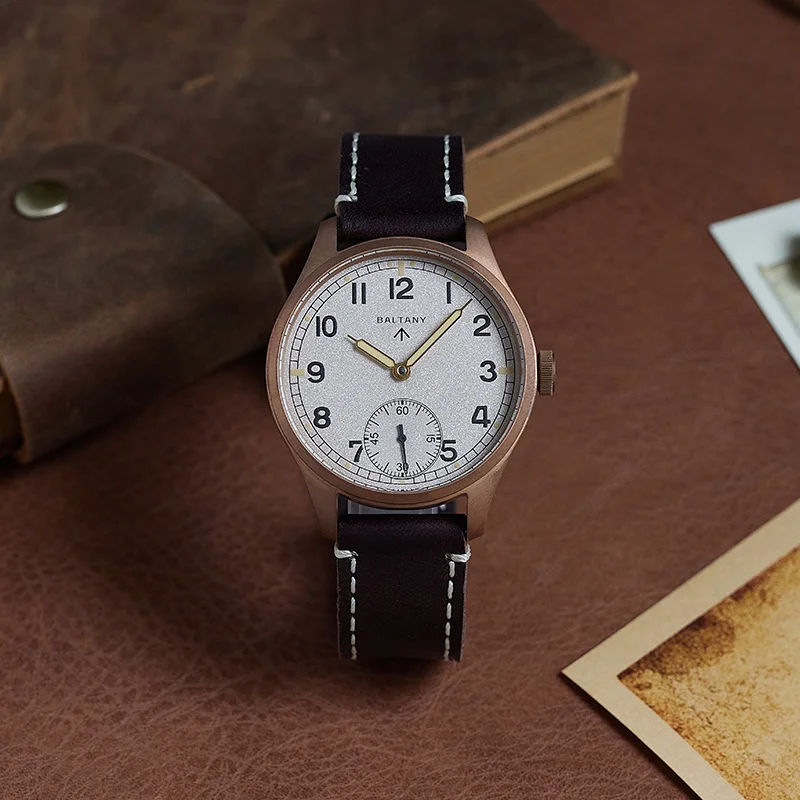 Baltany špinavý tucet homage hodinky 42mm ciferník racek ST3620 manuál mechanická 50M vodotěsný retro bronz D12 vojenství muži hodinky