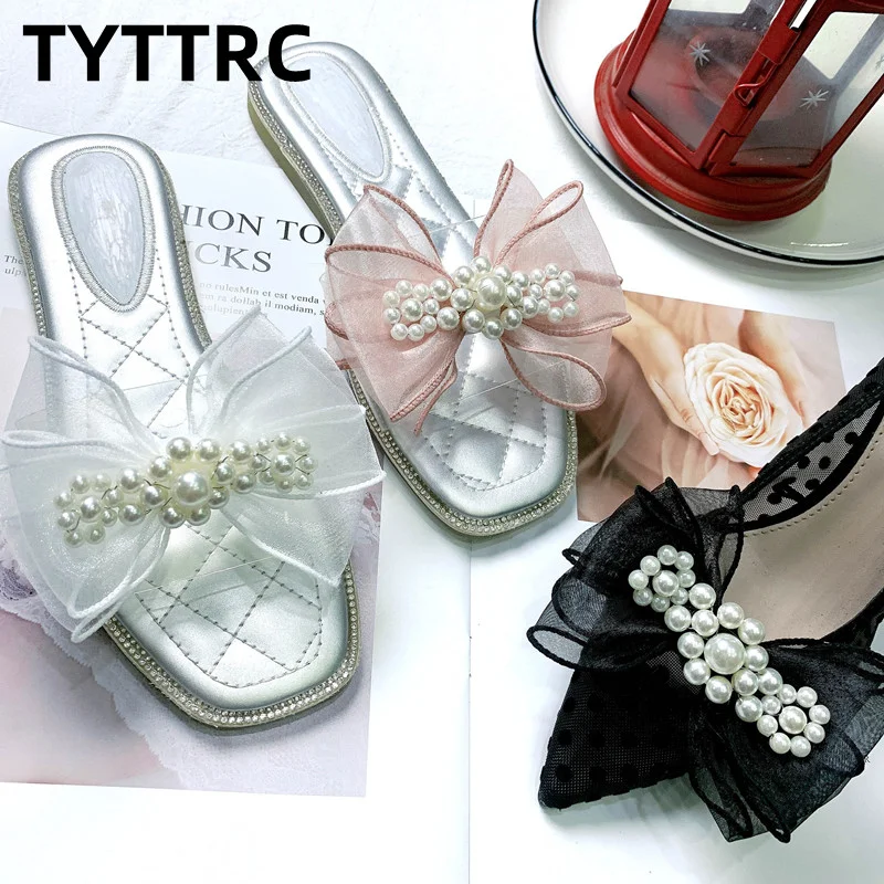 

1PC Elegant Beading Yarn Bow bow-knot Shoe Decoration DIY Bead High Heels Bridal Wedding Party Shoes Clothing Accessories Flower