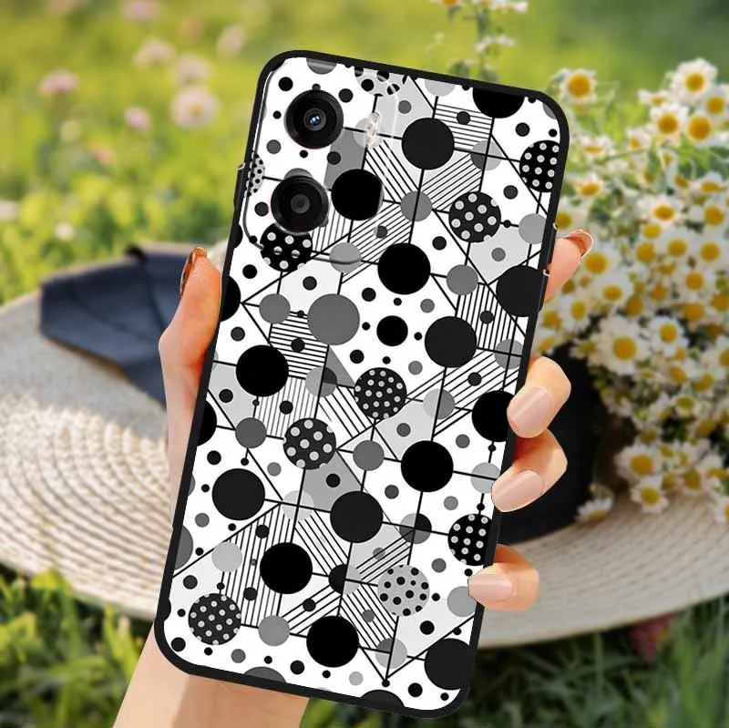 Polka Dots Black TPU Bumper Phone Case Cover