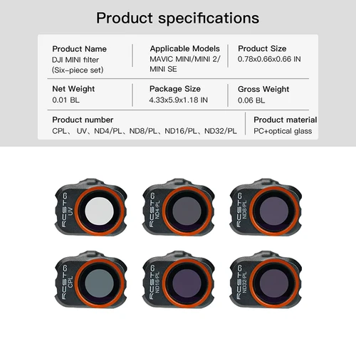 1/4/6pcs DJI 미니 2 카메라 렌즈 필터 키트 드론 액세서리 렌즈 보호 필터 DJI Mavic 미니 1 2 SE UV/CPL/ND/PL 5