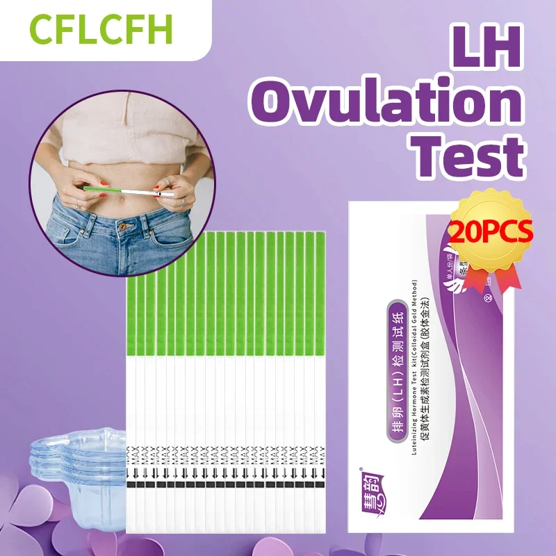 LH Ovulation Test Strips Female Early Urine Measuring Kit Luteinizing Hormone Testing Cup Over 99% Accuracy for Women 20pcs
