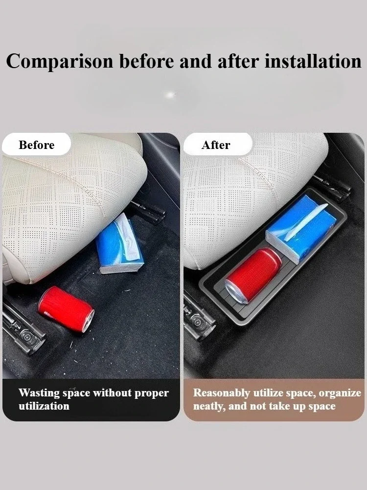 For BYD Atto 3 Yuan Plus 2022-2025 Underseat Storage Box Seats Drawer TPE Hidden Storage Tray Push Pull Car Organizer