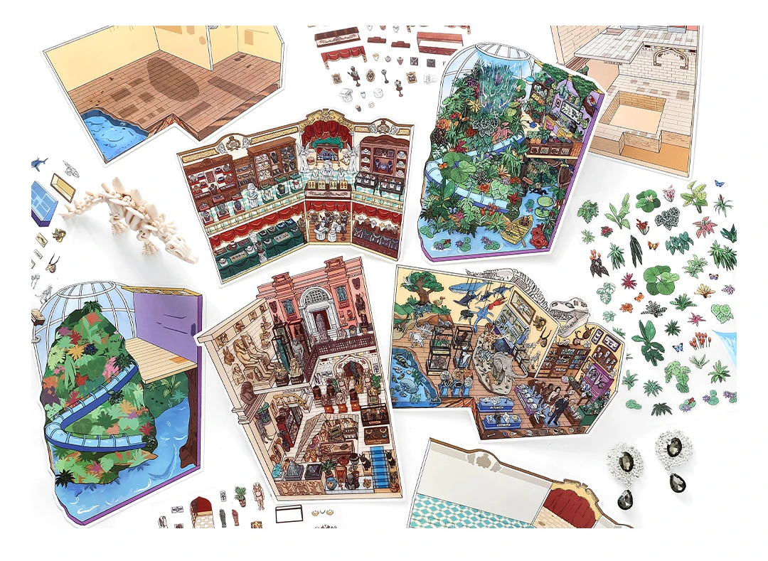 Kawaii Dinosaurier Museum 3D Altes Ägypten Ausstellung Landschaft Aufkleber DIY Taschenkabine Szene Weihnachtsgeschenke ﻿ ﻿ – Detail 5