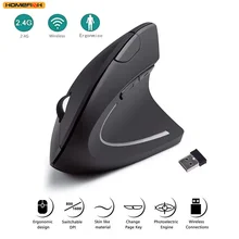 HOMEFISH 수직 마우스 인체공학적 2.4GHz 무선 광학 마우스 3 조정 가능한 DPI 800/1200/1600 노트북 PC 컴퓨터용 6 버튼