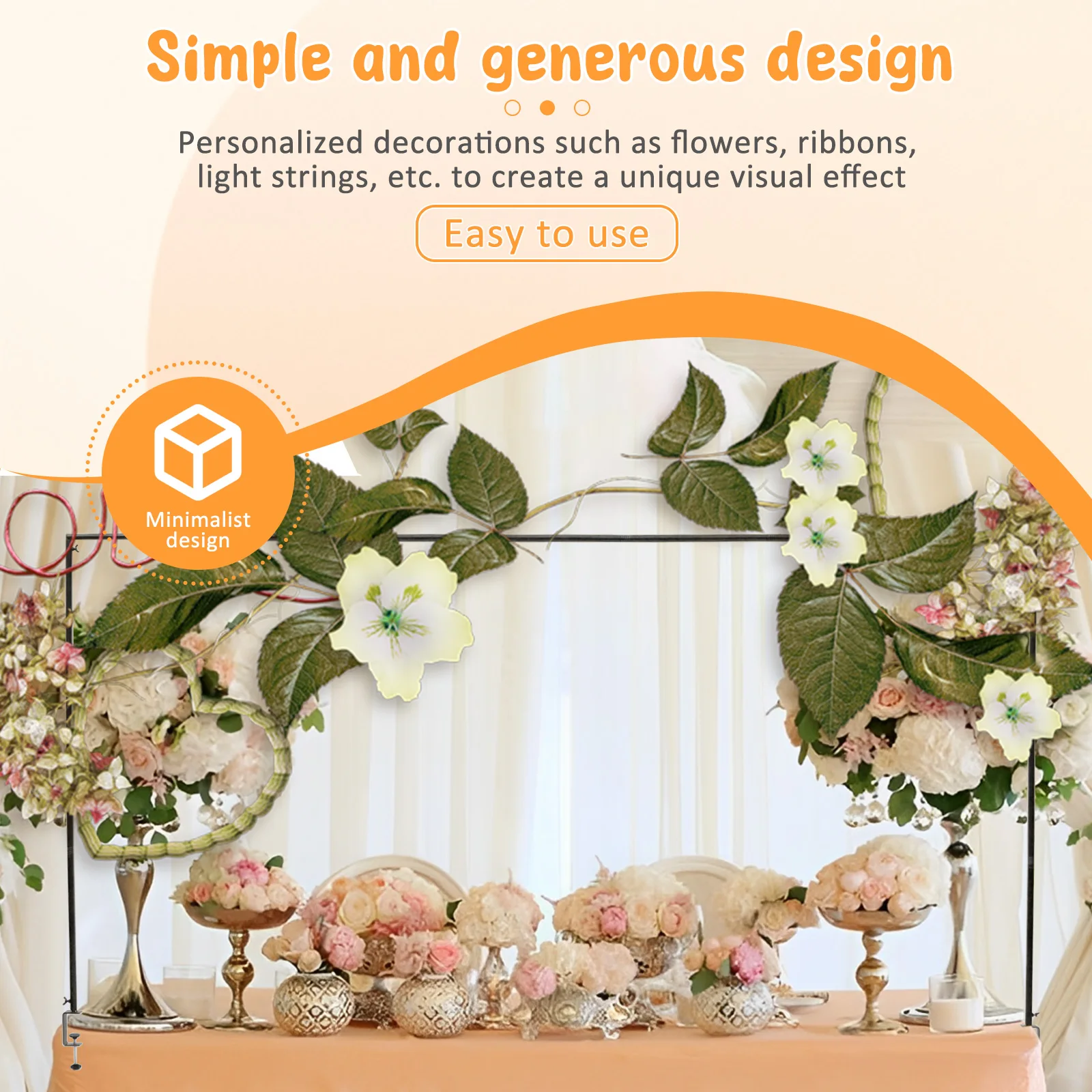 Over The Table Rod Stand with Clamps Black Golden Table Arch Stand for Wedding Birthday Party Hanging Decor Halloween Christmas