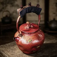 Théière chinoise vintage en cuivre pur épais, grande capacité, bouilloire en cuivre faite à la main, compatible avec les cuisinières électriques en céramique 1