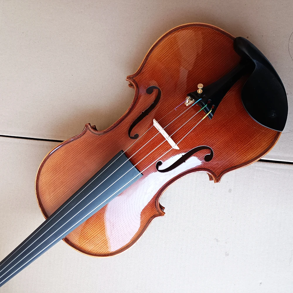 Stradivarius Handmade natural tiger patterned maple violin set 4/4 Violin beginner professional Musical Instruments with case