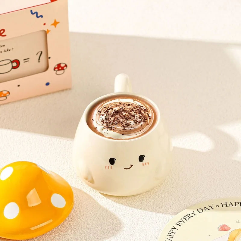Ceramic Mushroom Mug with Lid - Creative Couple's Design for Coffee, Milk, and Tea