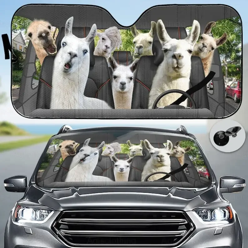 

Llama Car Sunshade, Llama Decor Gifts Car Windshield Cover, Sun Shade For Car Decoration, Funny