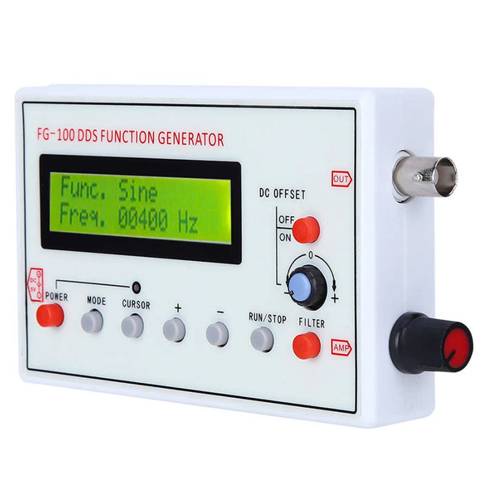 FG-100 DDS Function Signal Generator Frequency Counter 1Hz - 500KHz Signal Source Module Sine+Square+Triangle+Sawtooth Waveform 4