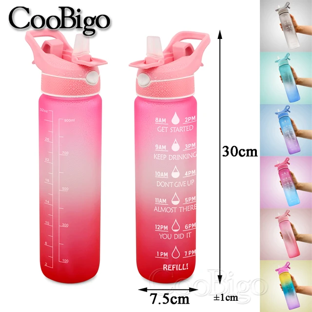 Kids Leakproof 22 oz Motivational Water Bottle with Straw & Time Marker BPA  Free