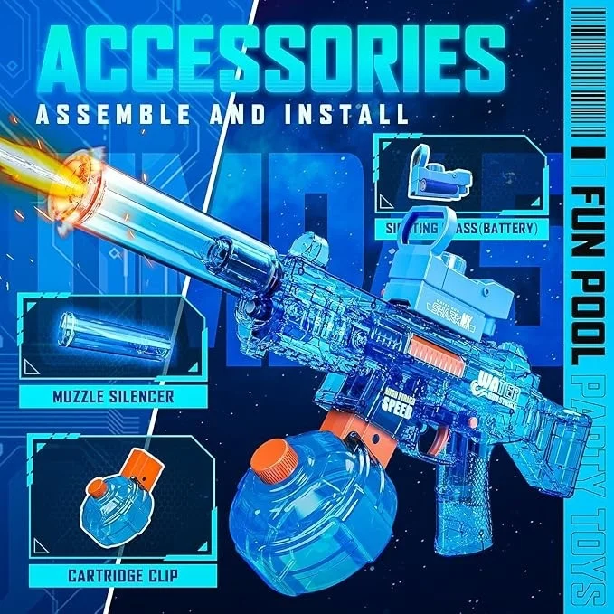 New adult and teenager electric water gun assault rifle, simulates real firing and flame effect, gun muzzle can absorb water, su