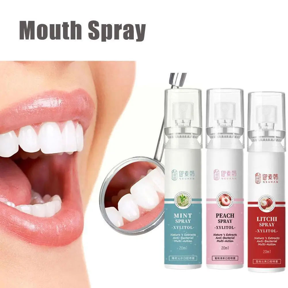 

20ml Fresh Mouth Spray Litchi Peach Flavor Freshener Spray Female Spray Fragrance Portable Breath Mouth Persistent Deodoran Q2O6