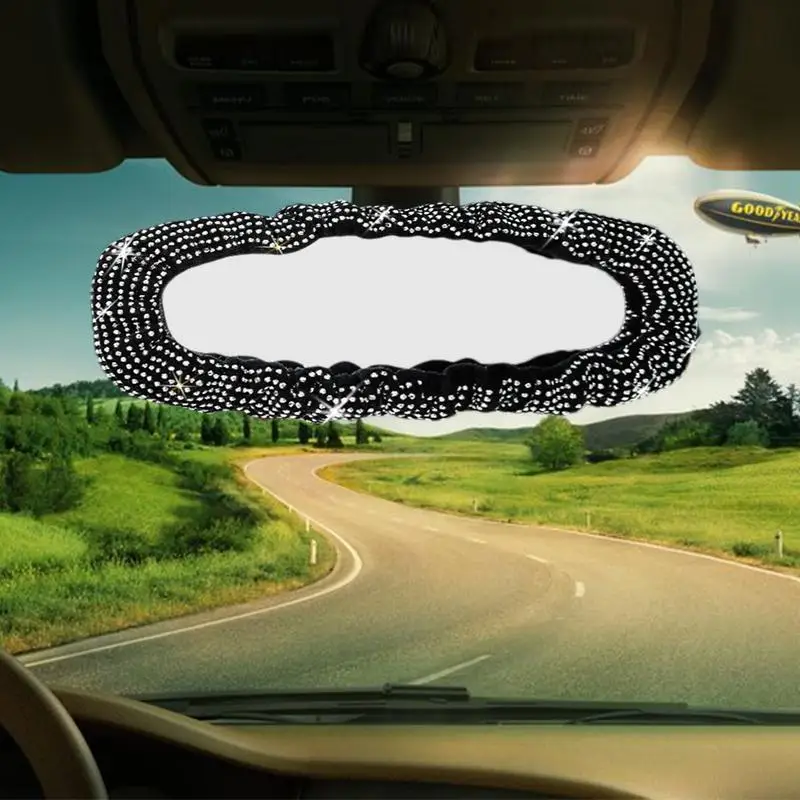 Decorative Rearview Glass Accessories Crystal Rhinestone Rearview Glass Cover Glitter Decoration Automotive