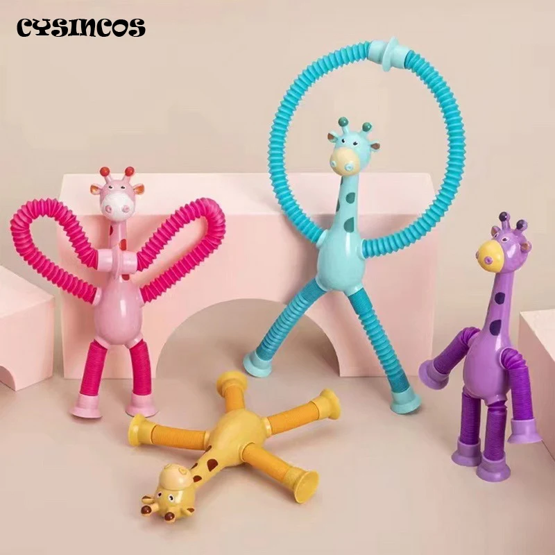 

Suction Cup Telescopic Tube Giraffe Variety Shape Stretch Tube Giraffe Educational Decompression Toy