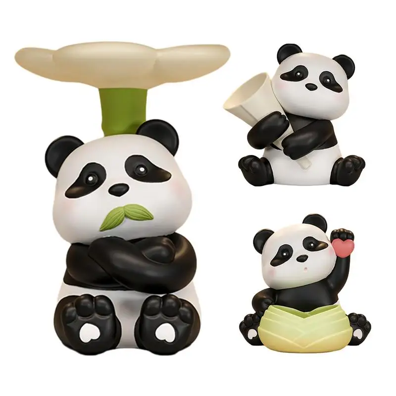 

Panda Shape Tray Ornament Animal Figurines Living Room Decor Sculpture Multifunctional Attractive Decorative Desktop Organizing