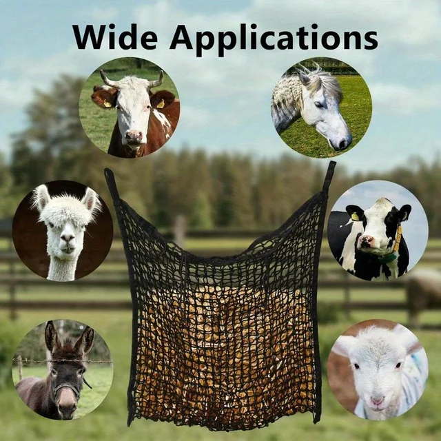 2Pcs Slow Feed Hay Nets for Horses, 31.4" * 35.4" Horse Feed Bag with Large Capacity and Small Opening for Horse Goat Feeder Full Day