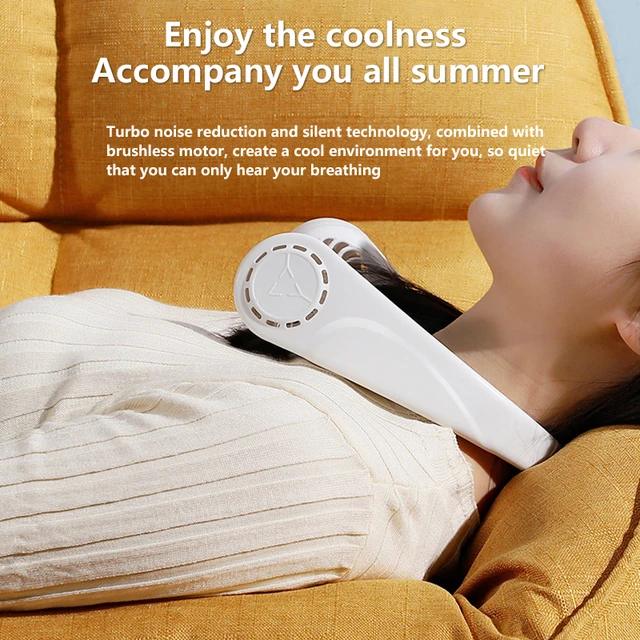 Xiaomi Hanging Neck Fan Digital Display Foldable Silent Turb Lazy Usb Charging Portable Bladeless 5-speed Wind Power Neck Fan 5