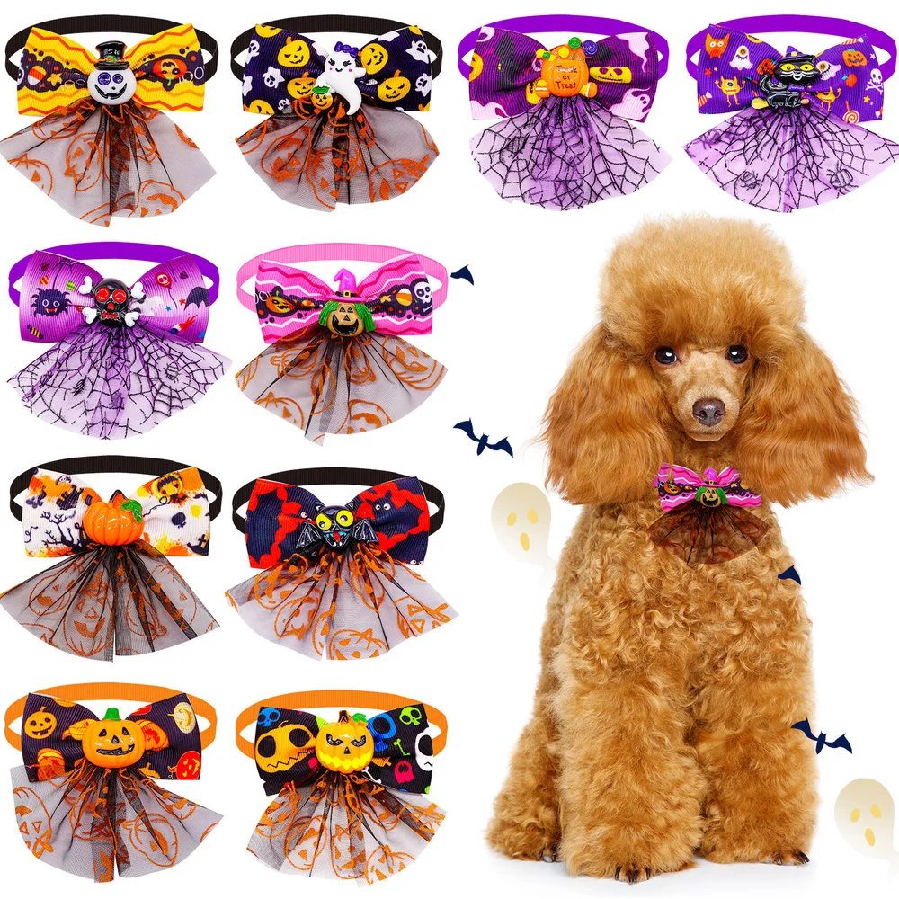 

Festival Halloween Decorate Pet Dog Bow Tie Creative Polyester Bowknot for Small Dog Grooming Pet Dog Accessories Pet Supplies