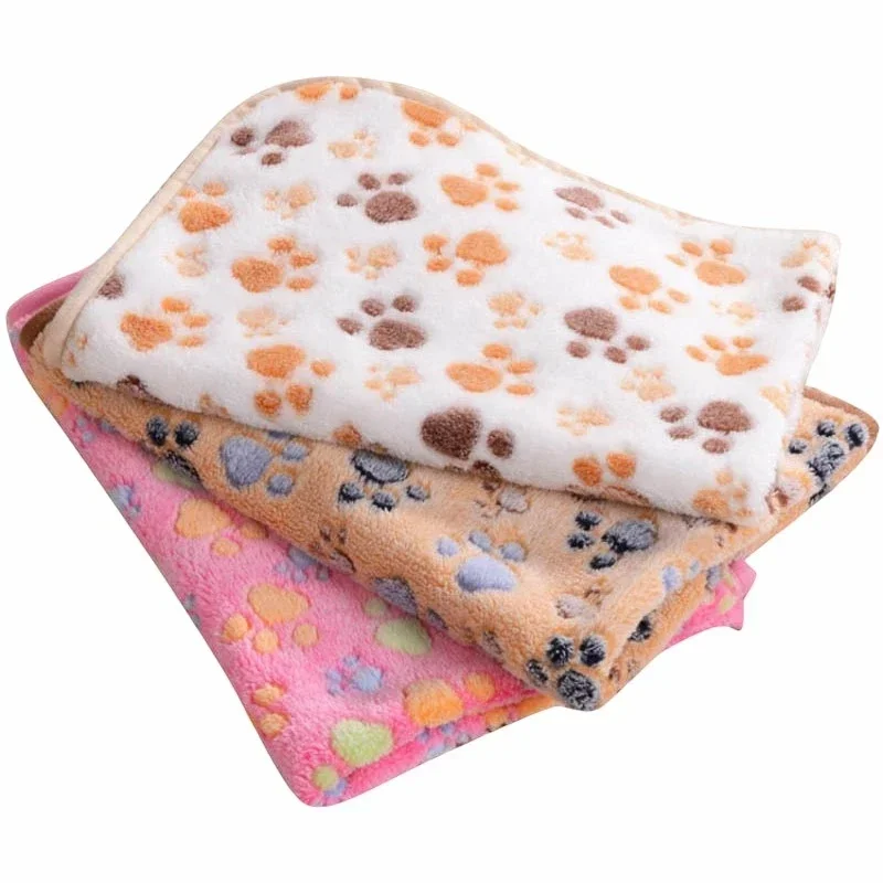 Soft Flannel Fleece Cat Dog Blanket Bed Mats Paw Foot Print Warm Pet Blanket Sleeping Beds Cover Mat for Dogs Cats Pets supplies