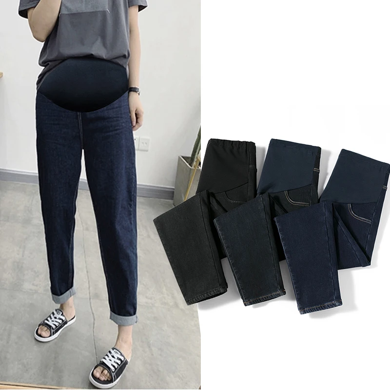 

Summer Pants for Pregnant Women Denim Maternity Jeans for Pregnant Women Elastic Waist Belly Pants Pregnancy Gravidas Clothing