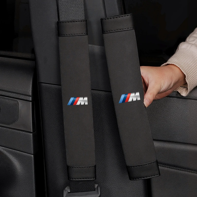 1개 자동차 안전벨트 커버 숄더 매트 스웨이드 쿠션 (BMW M E46 E90 E60 F30 G20 X1 X2 X3 X4 X5 X6 X7 i3 i4 i5 i7 M2 M4 Z4 F10 용)