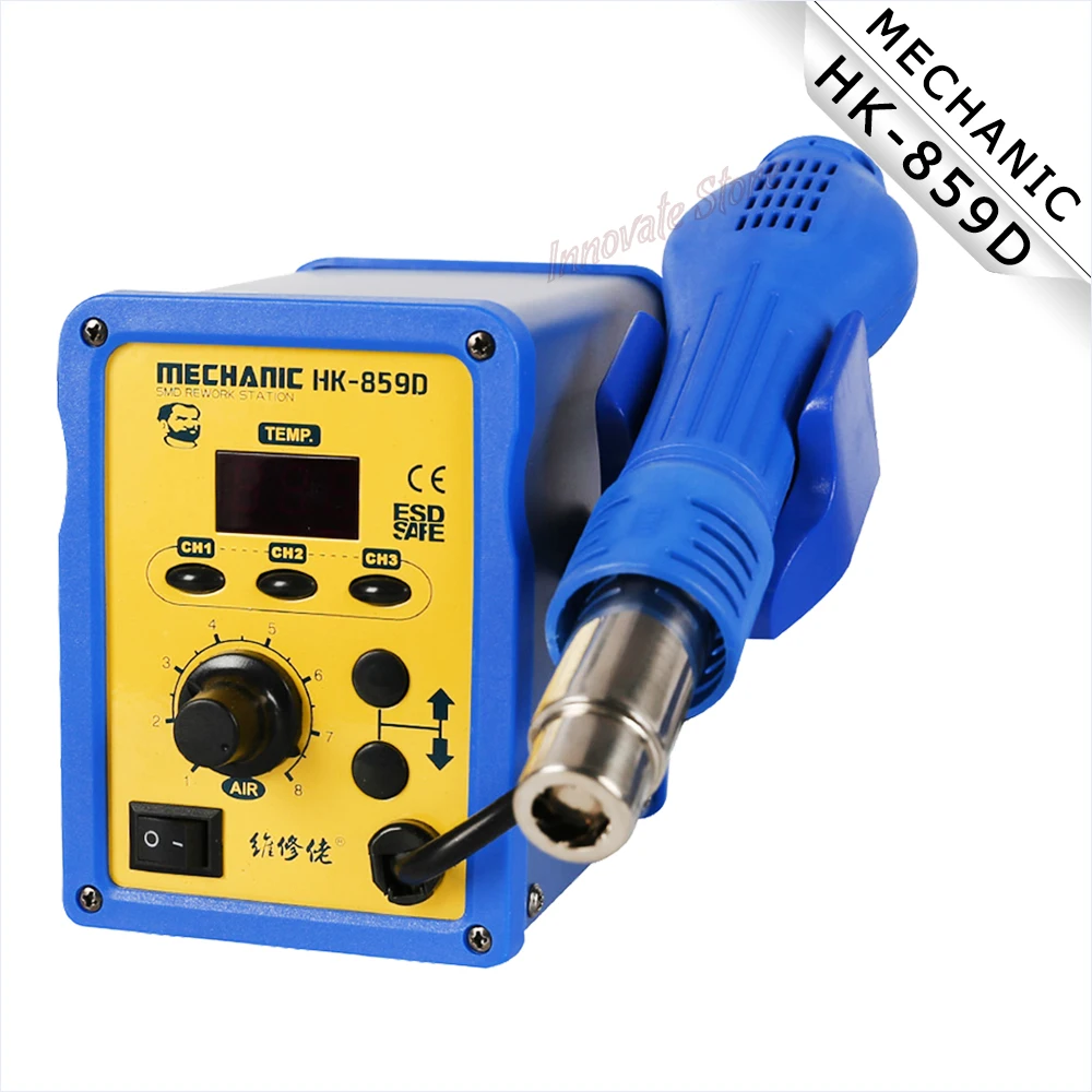 

MECHANIC HK-859D Lead Free Hot Air Gun Soldering Station 650W LED Air Volume Storage Heat Gun Desoldering Station Repair Tools