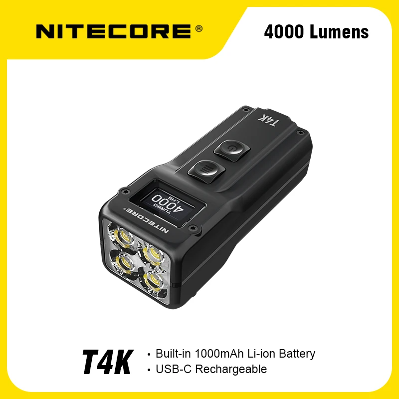 NITECORE T4K 4000 Lumens 4xCREE Portable Keychain Flashlight USB