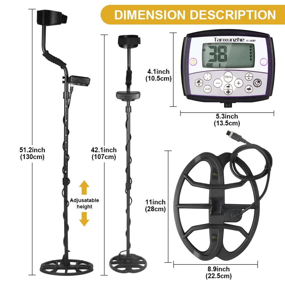 TC-800 Metal Detector High Sensitivity Professional Gold Detector Treasure With Single Frequency Technology