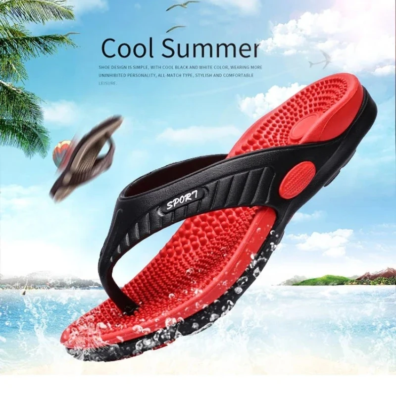 Plus Big Size 46 Men Slippers Massage Flip Flops for Men Summer Beach Shoes Breathable Sandals Men Luxury Slides