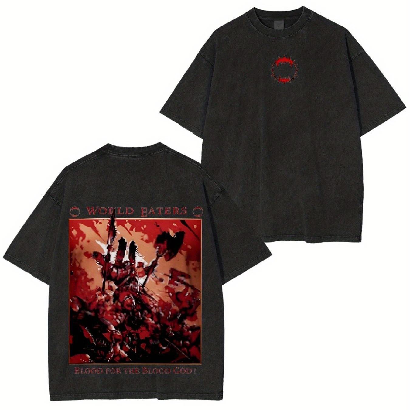 Modisches Herren-T-Shirt mit Rundhalsausschnitt aus gewaschener Baumwolle, World Devourer Blood Sacrifice Blood God All Seasons Game Peripheral