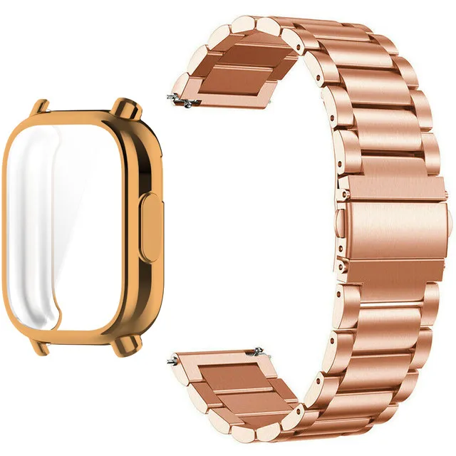 Fashion Set: Full TPU Protective Case with Stainless Steel Metal Strap