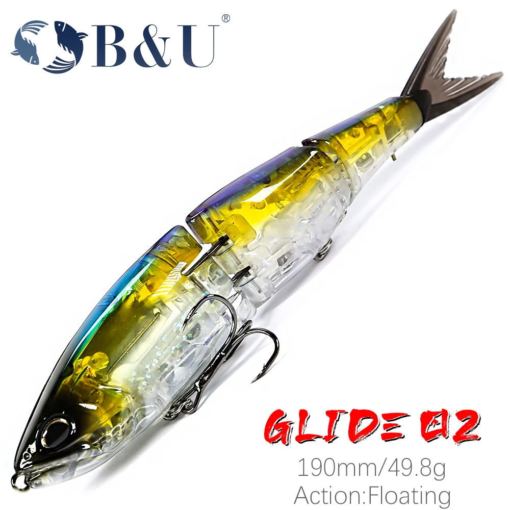 

B&U 190F 1.8oz Floating Fishing Lures Triple joint body Glide Swimbaits Hard Baits Wobblers For Bass Pike