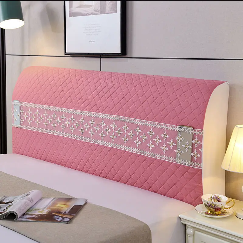 Full Coverage Headboard Cover Soft Coverage Headboard Cover, Elastic Backrest Cover Cotton Clip Grid Bed