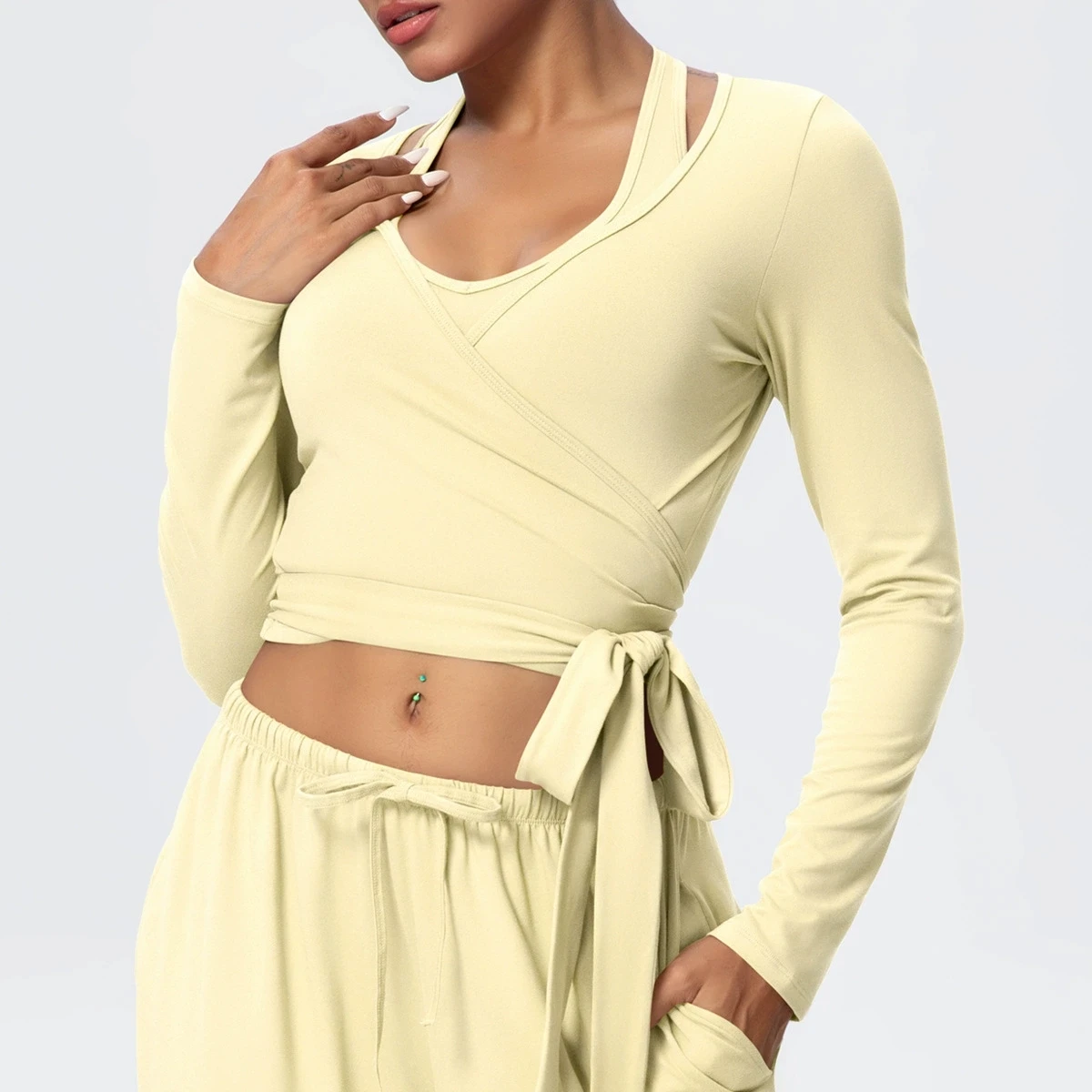 요가 긴팔 여성 상의 러닝 트레이닝 피트니스 요가 의류 크롭탑 야외 스포츠 가디건 긴팔 스포츠웨어