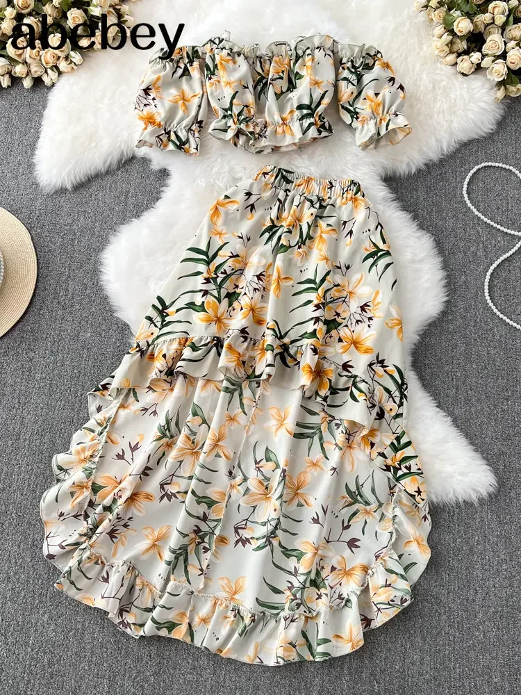 Matching Midi Skirt Top Set | Crop Top Midi Skirt Set