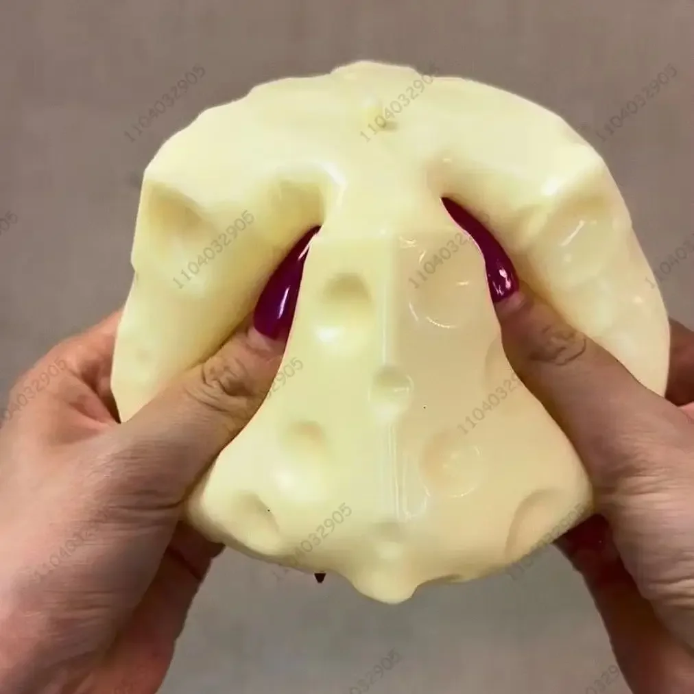 Jumbo Cheese Cube Stress Ball - Shapeable Squeeze Toy for Sensory Relaxation and Stress Relief