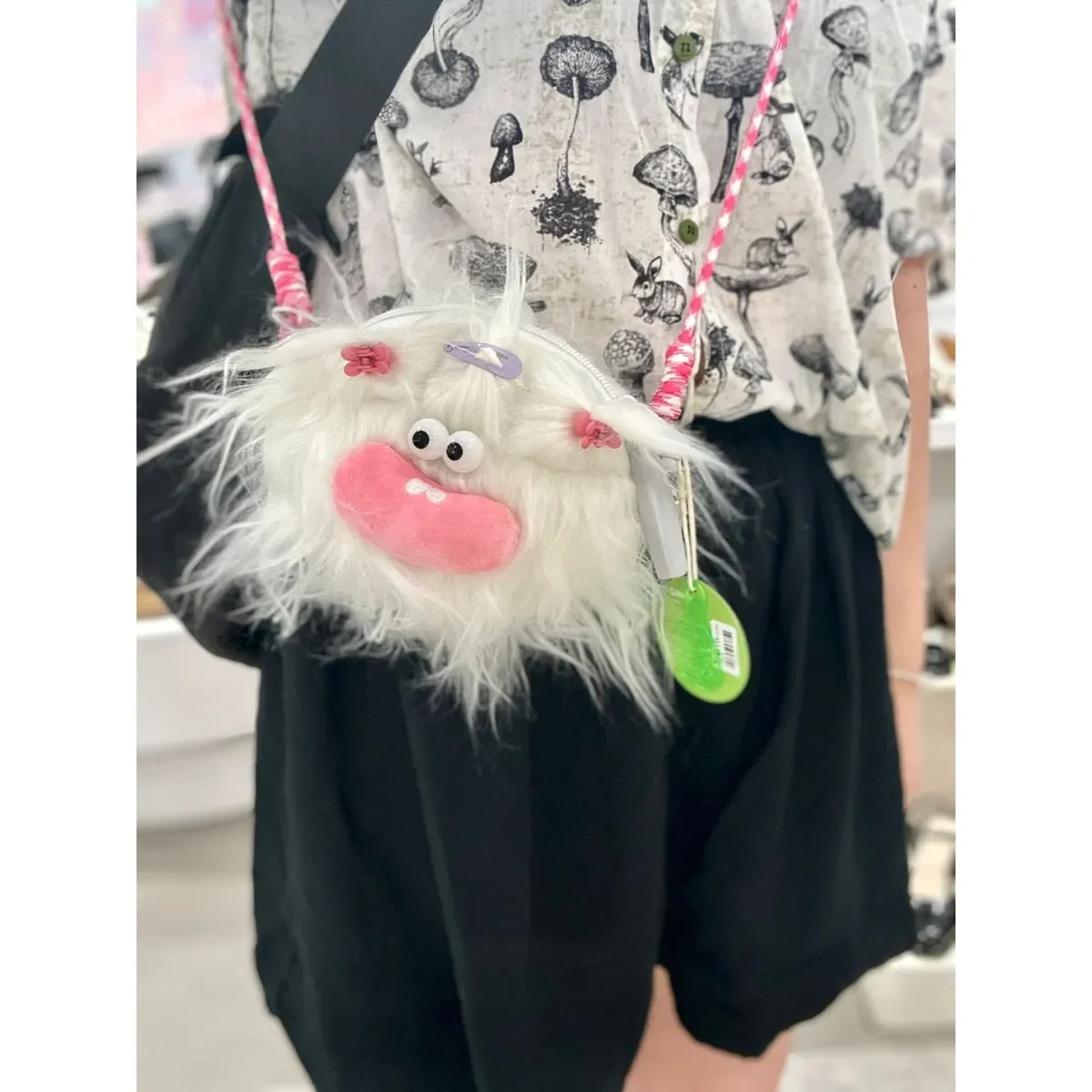 JIAERDI Versatile Plush Casual Crossbody Bags Female Ugly Cute Fun Long Hair Messenger Bag Women Hot Girls Kawaii Mini Bag Y2k