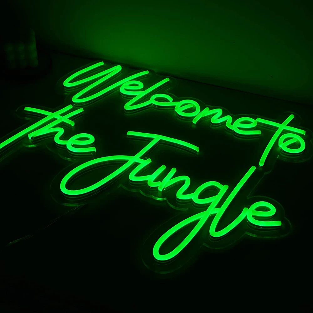 

Welcome to the Jungle Neon Sign Home Wall Decor LED Neon Light Wall Sign for Safari Jungle Themed Party Background Bedroom Kids