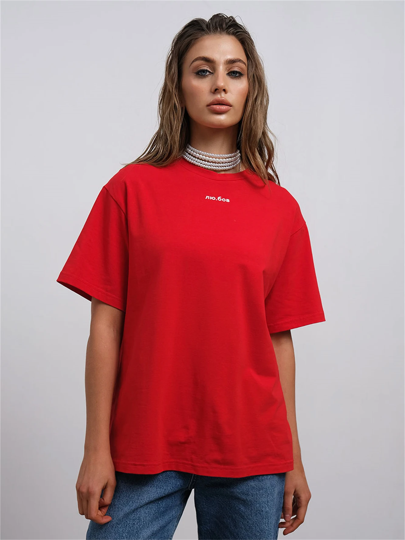 ЛЮ.БОВ Ukrainian Style Women's T-Shirt Summer Boutique Shirt Drop Sleeve Shirt Simple Casual Printed Cotton Tee 4