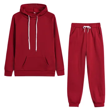 Autumn Women's Fleece Tracksuit 2 Pieces Set Pullover Hoodies+Pants Sport 1