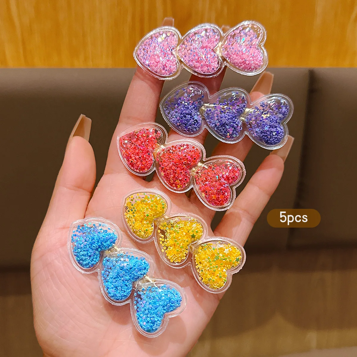 5 Love Flowing Sand Haarspangen, süße und niedliche Haarspangen, geeignet für den täglichen Gebrauch, Haar-Accessoires