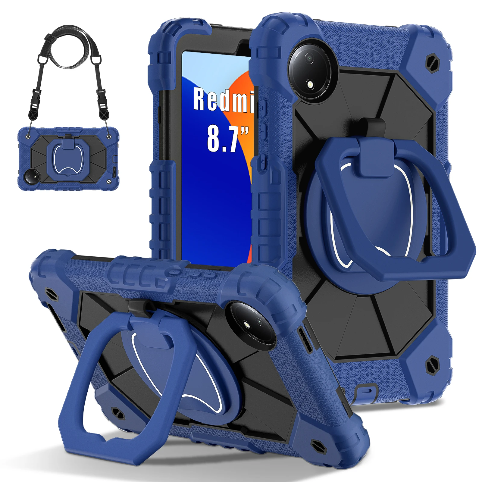 Capa protetora de silicone e policarbonato de 8,7 polegadas para Xiaomi Redmi Pad SE 8.7'' 2024 com suporte giratório e resistente._voghion.com