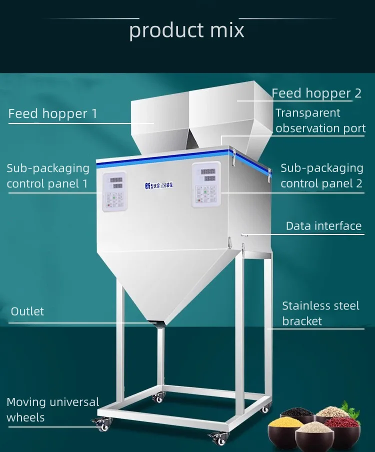 Description Picture 2 of item50-12000g Food Automatic Double Weighing Controller Racking Machine Granular Powder Medicinal Packing Machine Filling Machine
