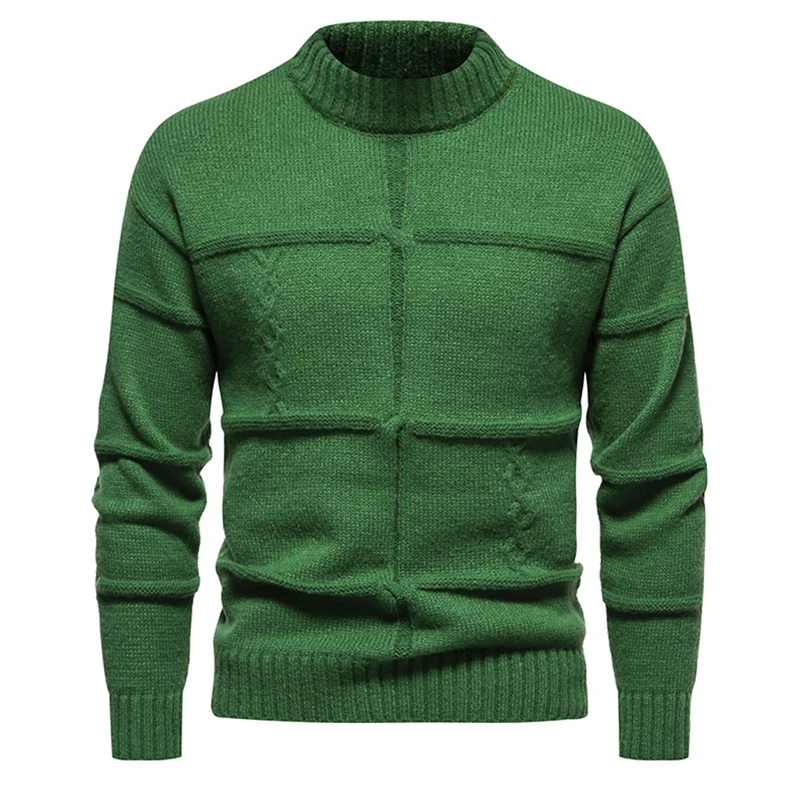 Mens Autumn Winter Sweaters Soft Warm Knitted Crewneck Pullovers for Man Fashion Casual Solid Color Mock Turtleneck Sweater Male