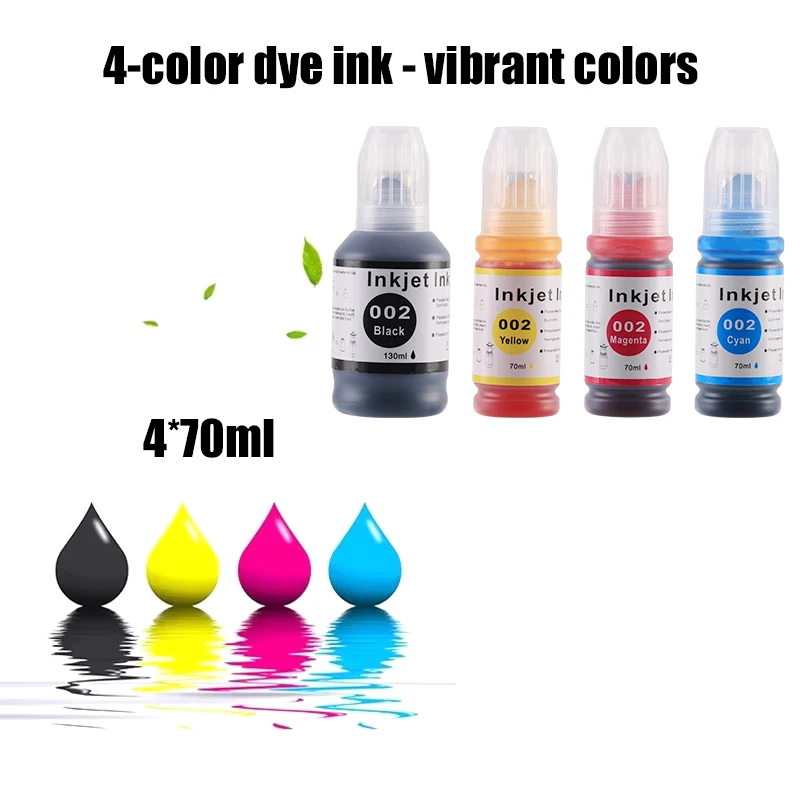 4PCS Refill Dye Ink For Epson Eco Tank L4158 L4168 L6168 L6178 L6198 L4156 L6166 L6176 L4165 L4166 L4167 L4163 Desktop Printer