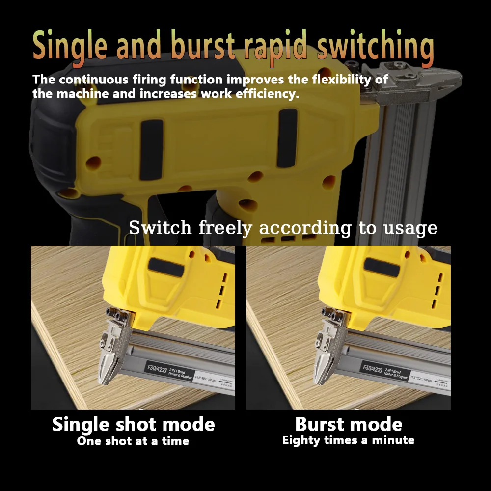 F30G 브러시리스 전기 네일건 무선 스트레이트 스테이플러 태커 휴대용 전동 공구 듀얼트 20V 배터리 호환 가능