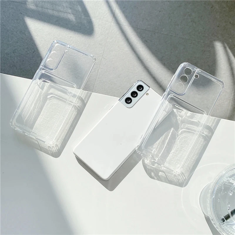 Card Holder Case for Samsung Galaxy S24 FE S22 S21 S20 Ultra Clear Funda For Samsung S24 S23 FE S10 Note 20 Ultra 10 Plus Cover phone case card holder bag case