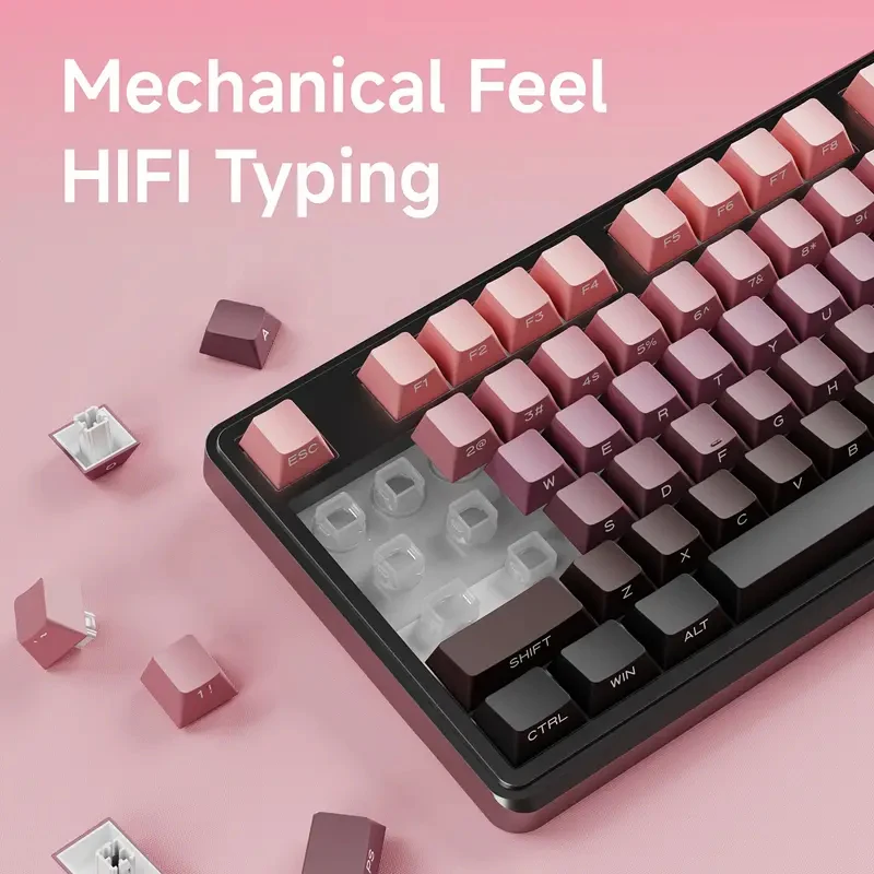 EWEADN V102 Wired Gaming Keyboard 99Key Silent RGB Backlit with Smart Display Knob Ergonomic USB-Powered Computer Keyboard