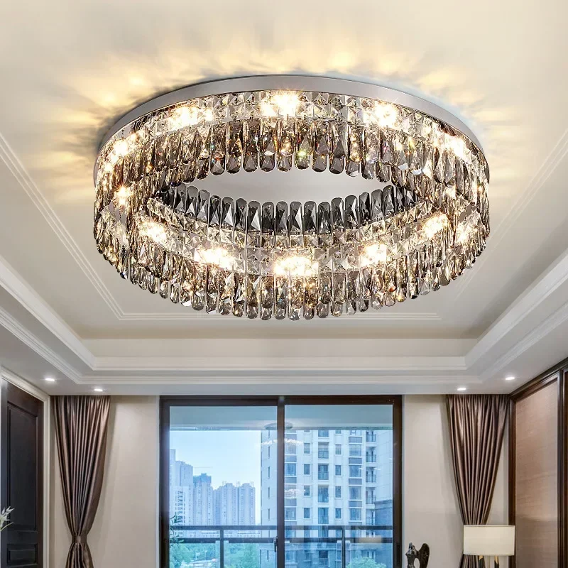 

Royal Ceiling Chandelier Modern Luxury Led Crystal Hanging Lamps for Living Room Chrome Home Decoration Indoor Lighting Fixture